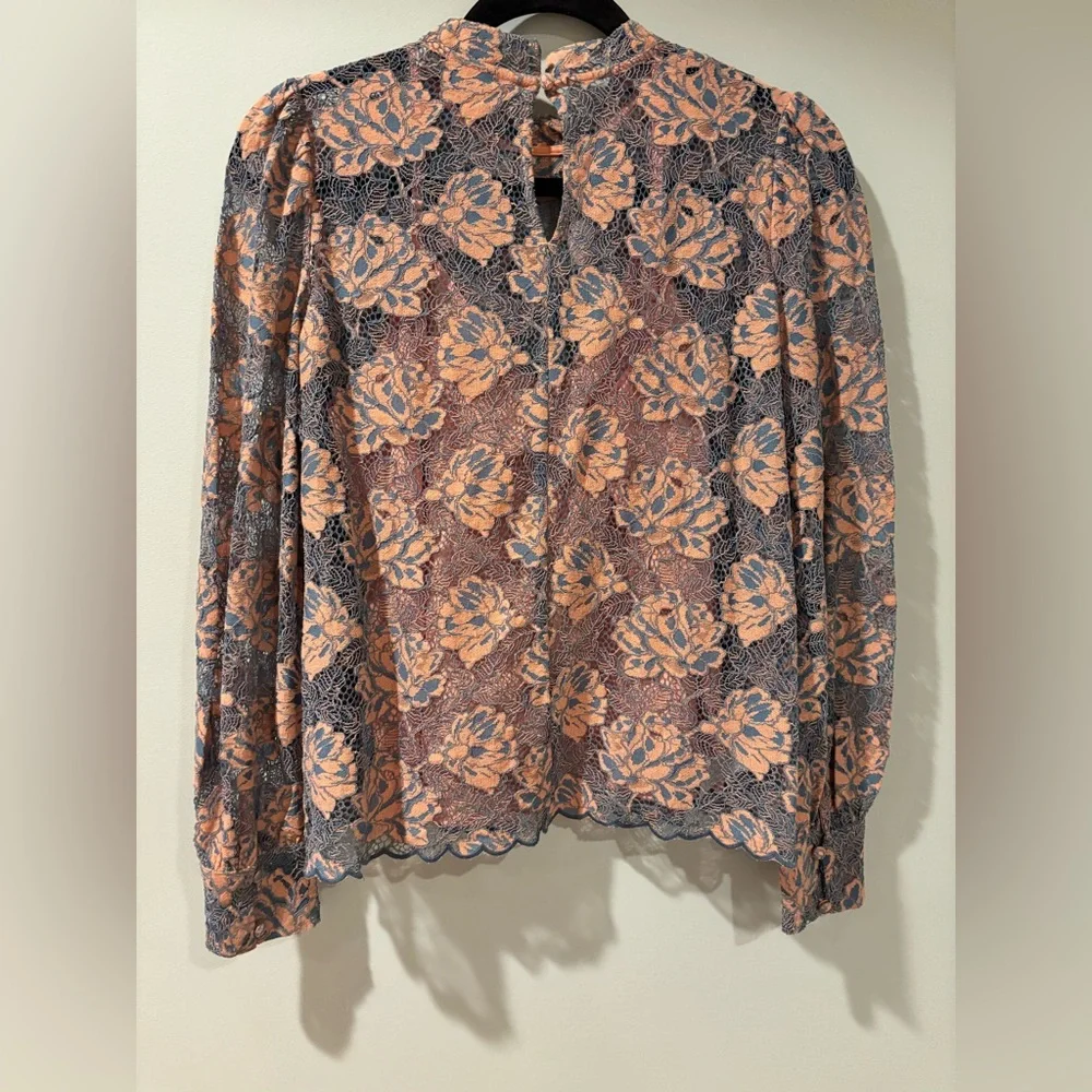 Elegant Lace Floral Top in Blue and Pink from LOFT - Picture 3 of 4